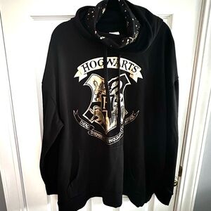 HOGWARTS Harry Potter Masked Crest Hoodie Unisex Size 3X Gold Detail EUC